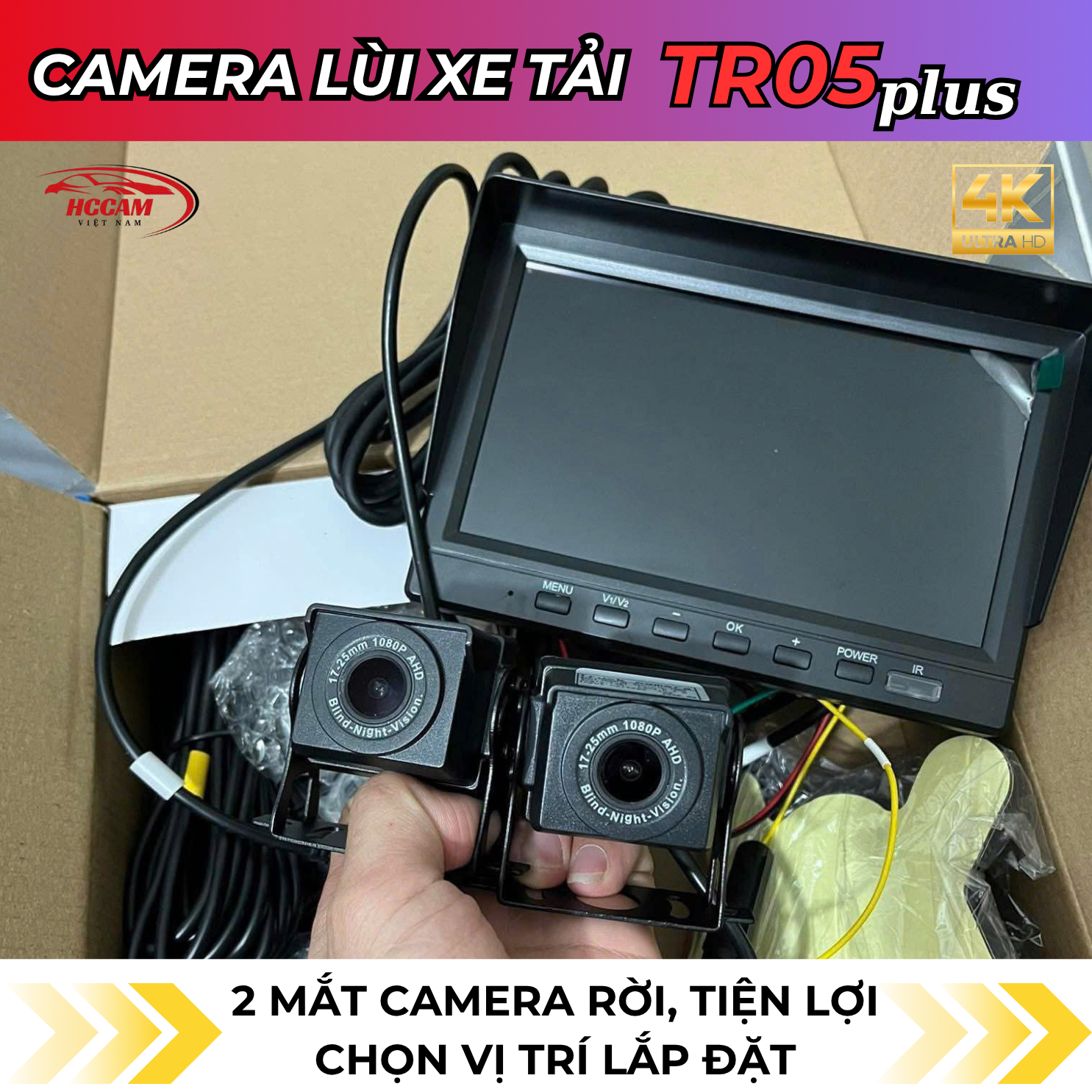 TR05 PLUS - Camera hành trình xe tải 2 mắt rời, ghi hình trước sau, ghi đè vòng lặp thông minh, hỗ trợ vạch kẻ lùi, hỗ trợ hồng ngoại quay đêm... 4